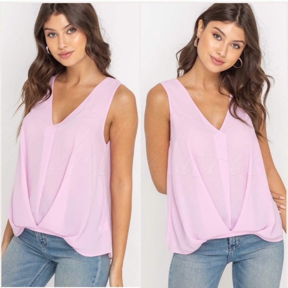 New! Lilac Pink blouse tank gather front